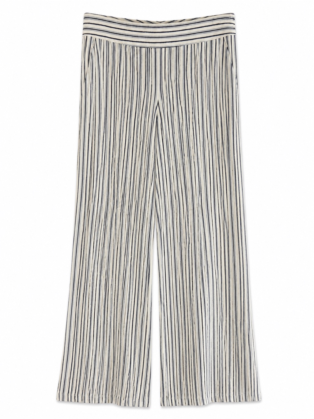 Worth New York Striped Wide Leg Front Slit Pants | Ivory Black Gray | Size 8